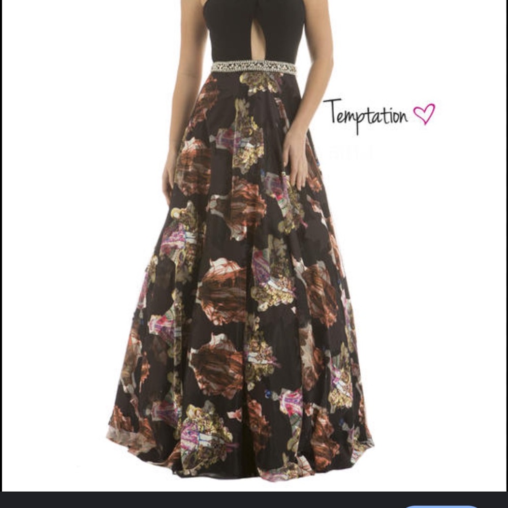 Temptations Brown Halter Prom Gown